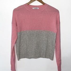 Kokun Cashmere Pink Gray Colorblock Soft Sweater